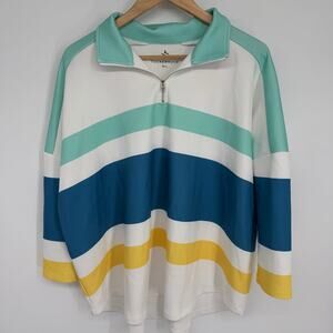 Tuckernuck Top Womens M/L Sport Lisbon Stripe Martina Pullover Oversized Comfy